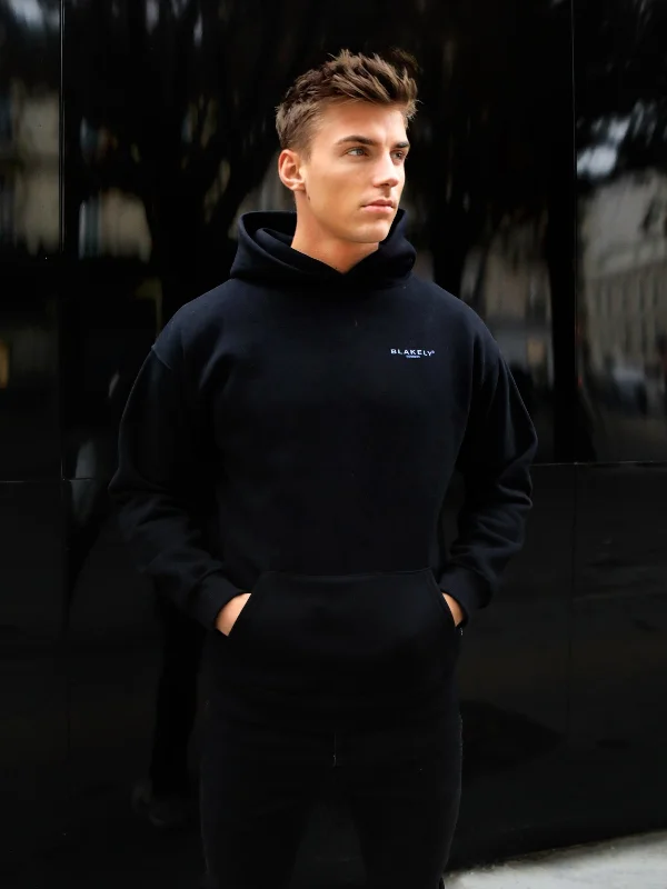 Members Relaxed Hoodie - Black & Blue