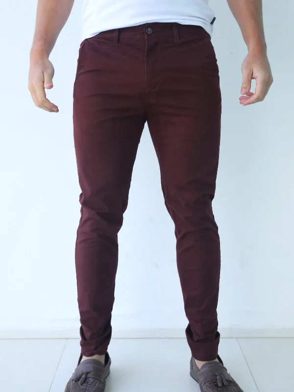 Stretch Chinos - Burgundy