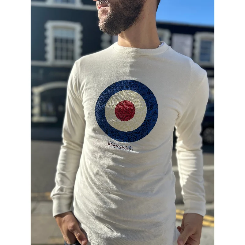 Modfather Clothing - Paisley Target Long Sleeve Ecru MF2227B - T-Shirt