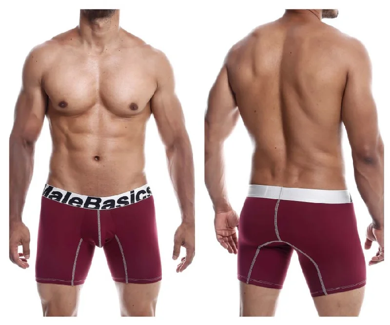 MaleBasics MBM02 Performance Boxer Briefs Color Burgundy