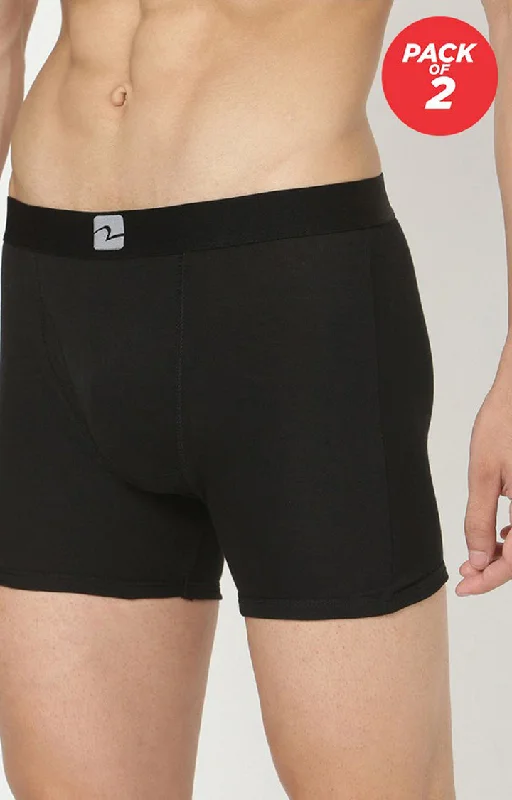 Underjeans By Spykar Men Black Solid Trunks