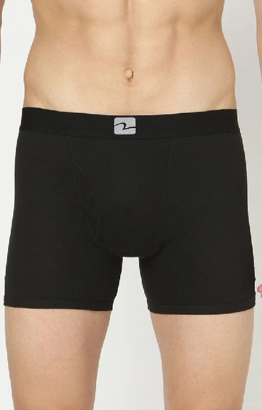 Underjeans By Spykar Men Black Solid Trunks