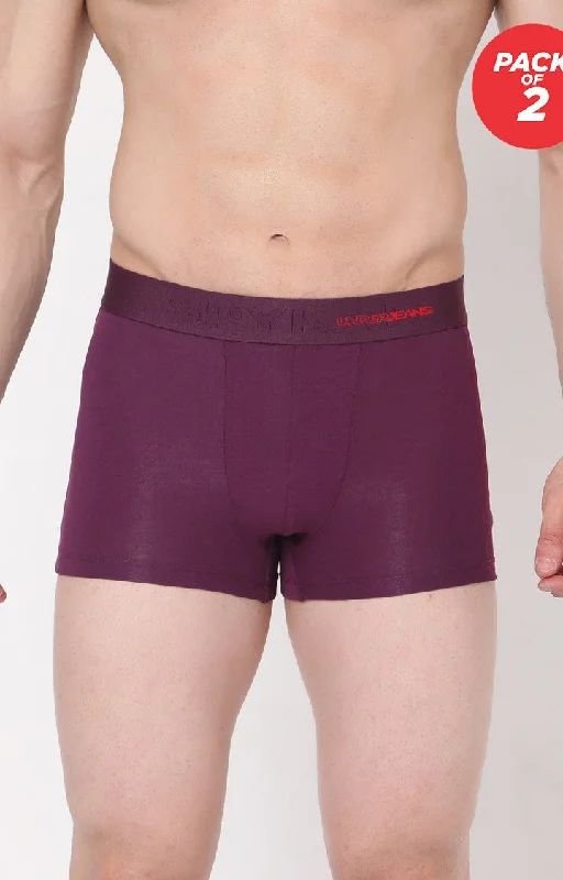 Men Premium Cotton Blend Purple Trunk - (Pack of 2)- UnderJeans by Spykar