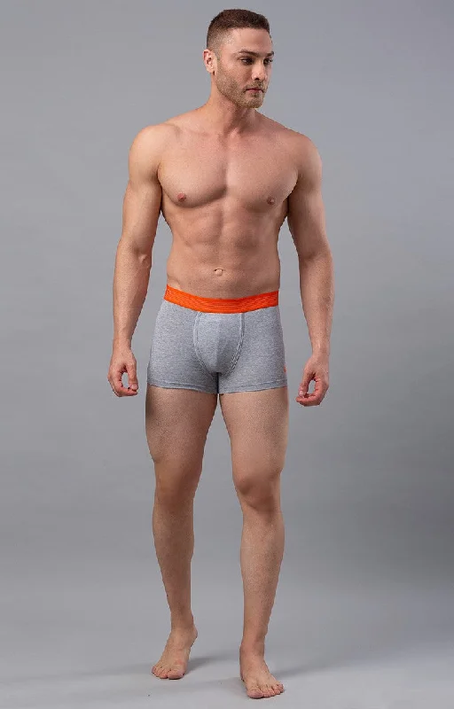 Men Premium Grey-Orange Cotton Blend Trunk- UnderJeans by Spykar