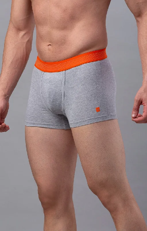 Men Premium Grey-Orange Cotton Blend Trunk- UnderJeans by Spykar