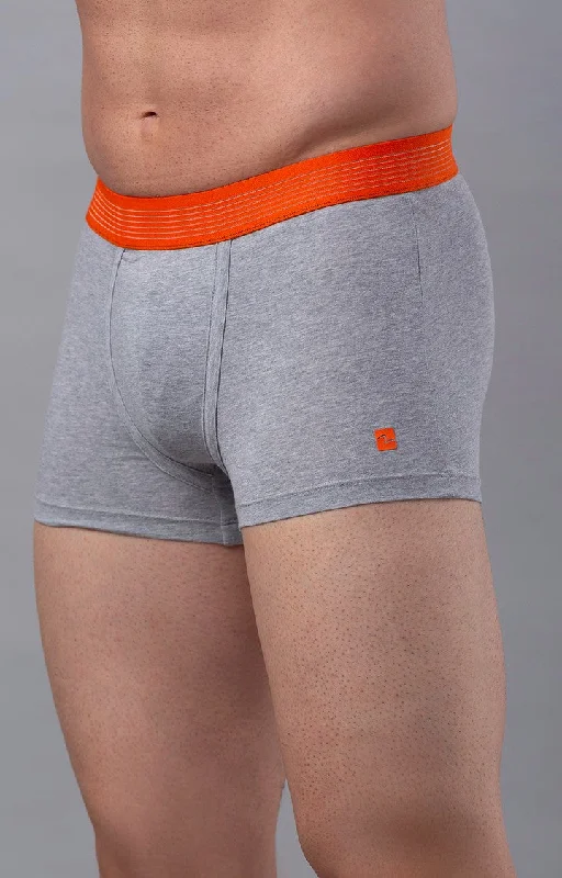 Men Premium Grey-Orange Cotton Blend Trunk- UnderJeans by Spykar