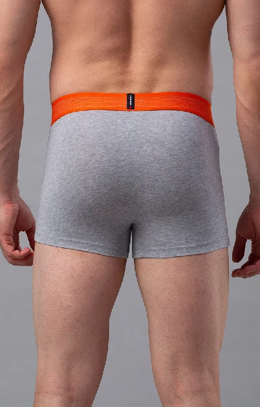 Men Premium Grey-Orange Cotton Blend Trunk- UnderJeans by Spykar